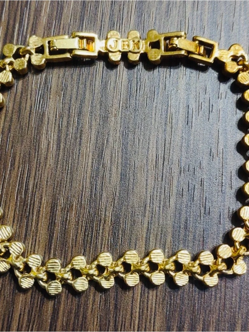 Vintage JBK Gold Tone Clear Rhinestone Tennis Bracelet 7.5” Signed Sparkly